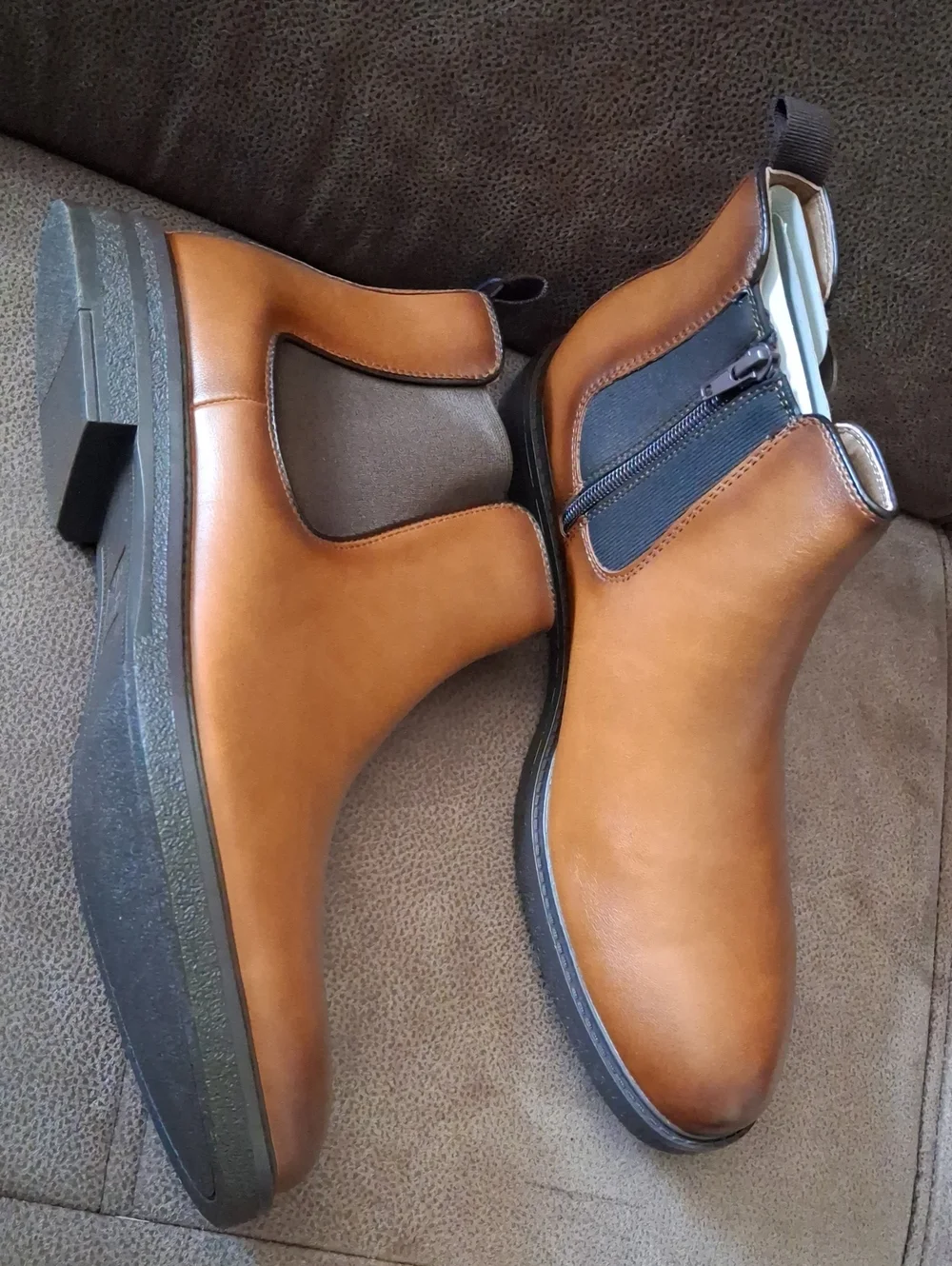 Madden NYC Men's Ettan Chelsea Zip Ankle Boots - Cognac Size 11